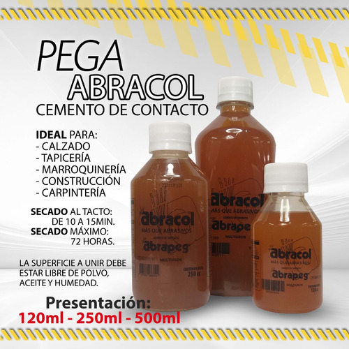 Pega Abracol Cemento De Contacto - 120ml - 250ml - 500ml