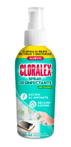 Imagen 2 de 2 de Desinfectante Spray Cloralex De 60ml Elimina 99% Virus