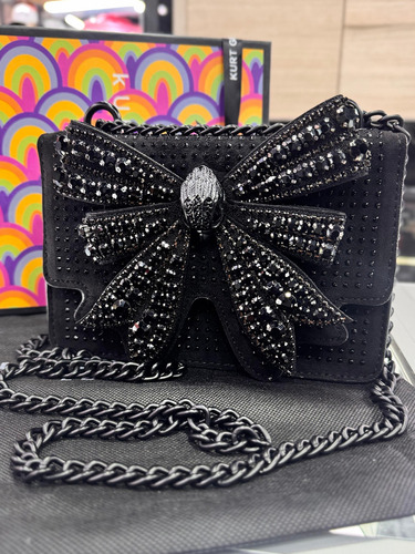 Bolsa Crossbody Kurt Geiger Bolso Con Moño Y Pedrería Color Azul