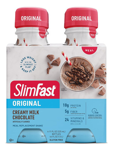 Slimfast Bebida Proteica Con Vitaminas 4 Pzs Sabor Creamy Milk Chocolate