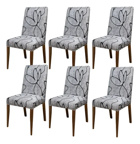 Kit 6 Capas Cadeira Jantar Tecido Importado Spandex Elástico