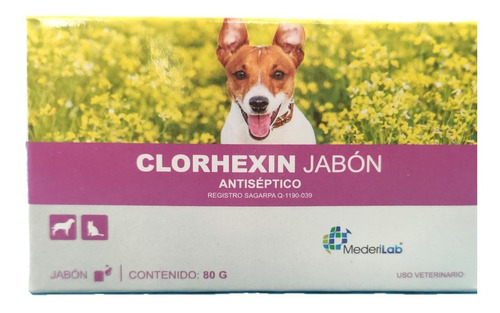 Imagen 1 de 1 de Clorhexin Jabón Dermatitis 80 G Perro Y Gato Mederilab 