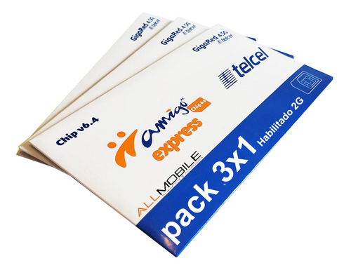 3x1 Tarjeta Sim Card 2g 3g 4g V6.4 Telcel Amigo Lada Mty 81