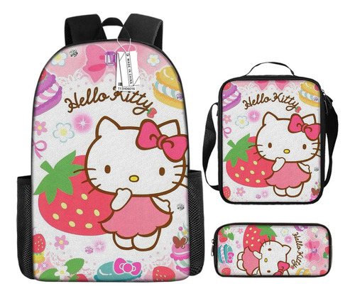 A Nueva Mochila Escolar De Tres Piezas De Hello Kitty,