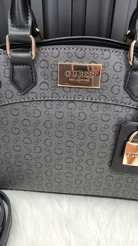 Bolsa Gues Sg948505 Nueva 100 % Original Con Etiqueta Negro Estampado Oro Negro