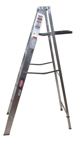 Escalera De Tijera Aluminio C/plataforma Akron 5 Esc 77-15 Color Plateado