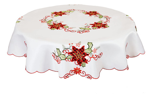 Grelucgo Mantel De Comedor Bordado De Navidad (redondo De 70