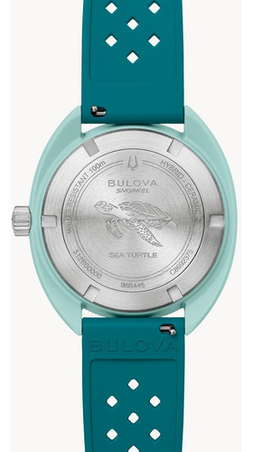 Relógio Bulova Edição Especial Snorkel Vintage Verde 98b446 Bisel Prateado Fundo Marrom-claro
