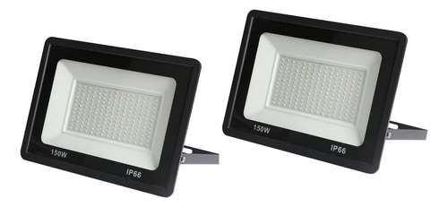 Pack X 2 Focos Reflectores Led Exterior 150w 1 Año Carcasa Negro