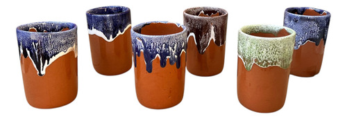 Set 6 Vasos Barro Libre De Plomo Vidreado 355ml Resistente