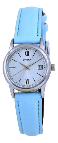 Reloj Casio Ltp-v002l-2b3 Para Mujer Esfera Azul Correa De