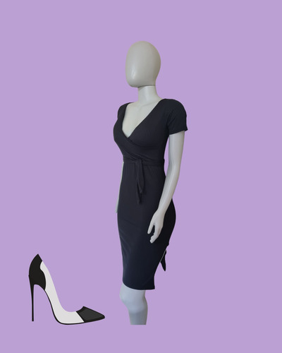 Imagem 2 de 3 de Vestido Feminino Curto Malha Canelada Justo