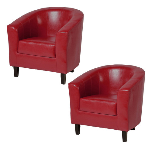 Set 2 Butaca Sofa Un Cuerpo Sillon Poltrona Living Color Rojo