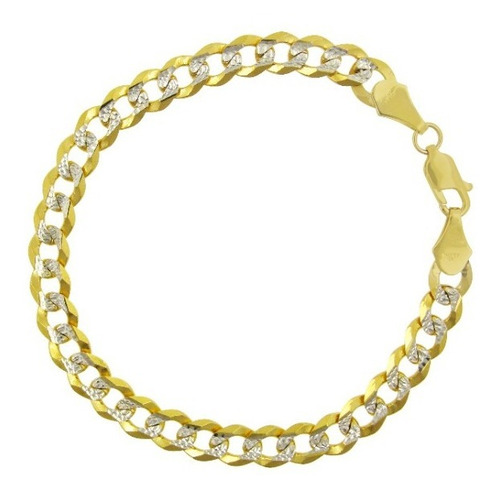 Pulso Barbado Diamantado 6mm X 21.5 Cm Oro Sólido 10k Diámetro 7 Cm