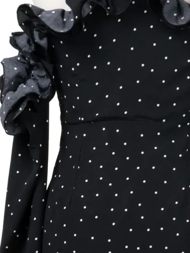 Vestido Corto Polka Dots Cut Shoulder, Escarolas, Sexy. Vestido Corto Polka Dots Cut Shoulder, Escarolas, Sexy.