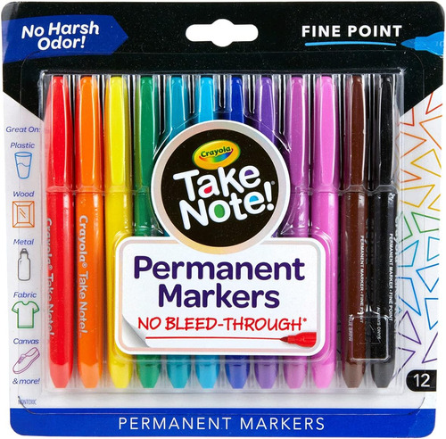 Marcadores Permanentes Crayola Take Note, Punta Fina, Útiles