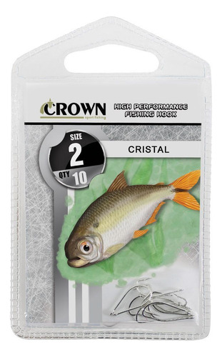 Anzol Pesca Crown Cristal Prata Nickel P/ Lambari Nº 2 10un