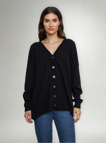 Sweater Saco Ancho Oversize Liso Con Tajo Importado Mujer