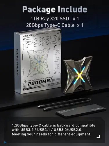 Ssd Portátil Move Speed Rx20 2 Tb Usb-c 2000 Mb/s