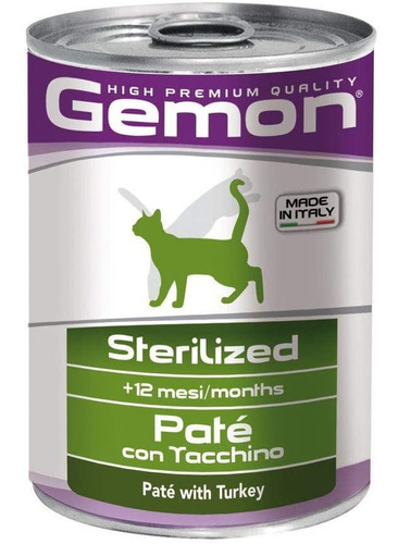 Gemon High Premium Pate Gato Castrado 400g Con Pavo