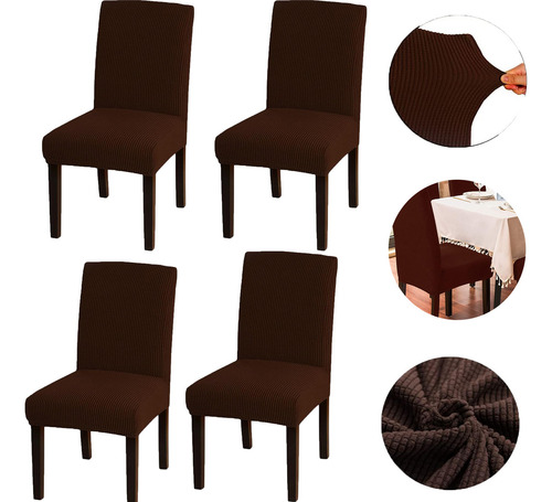 Set De 4 Fundas Para Sillas De Comedor Cubre Elastico