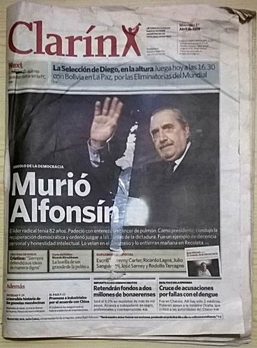 Diario Clarin La Muerte De Alfonsin.