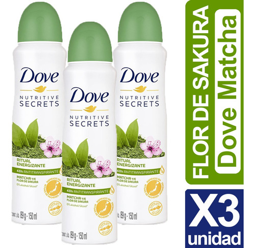 Desodorante Dove Matcha Flor De Sakura Pack De 3 Unidades