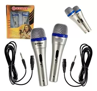 Microfono Doble Con Cable Para Karaoke