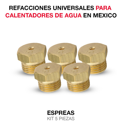 Kit 5 Espreas Universal #24 3.86 Mm P Calentador Agua Gas