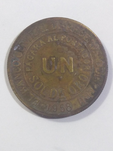 Moneda. Un Sol De Oro. Pagar Al Portador. Peru. 1958