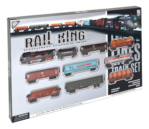 Tren 9 Vagones Luz Y Sonido 122 X 68 Cm Rail King 1202 Faydi