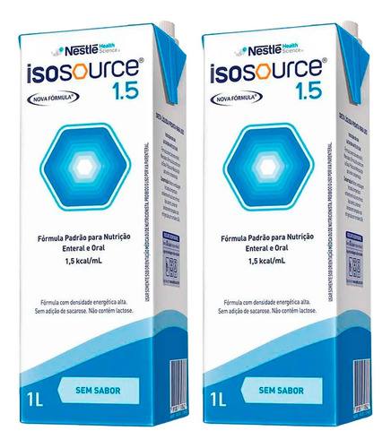 Kit 2x Isosource 1.5 Nestlé - Sem Sabor - 1 L Cada - Oferta