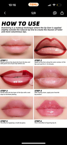 Set 3pz Delineador De Labios De Tatuaje Peel Off Tatto Liner Multicolor