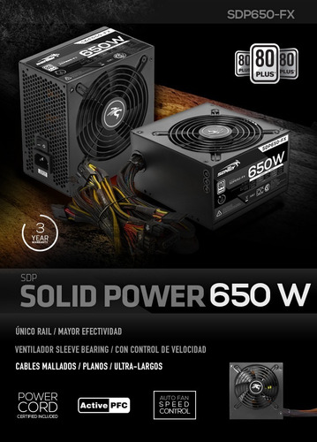 Imagen 8 de 8 de Sentey Solid Power Series SDP650-FX 650 W - Black - 220V