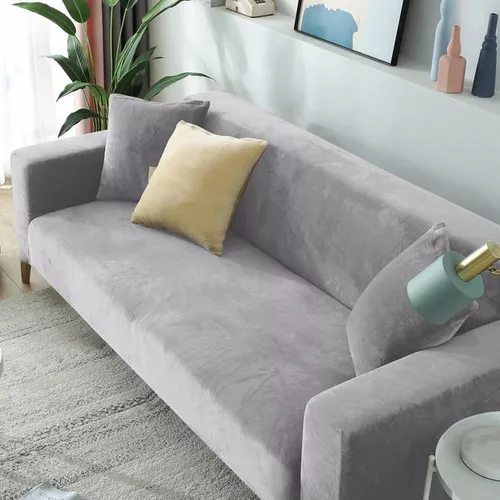 Funda Cubre Sillón Elasticada Tela Lisa Diseño Color Gris –