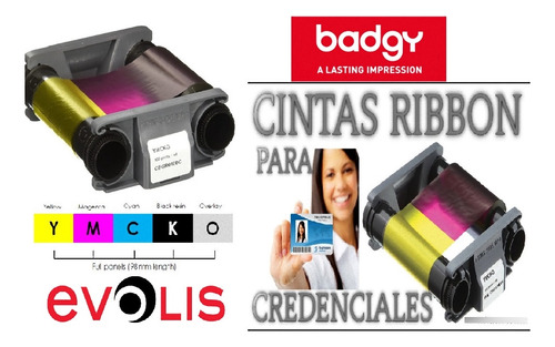 Cinta Evolis Impresora Carnet Badgy Color 100 Impresiones