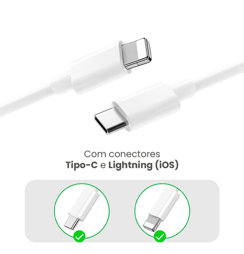 Carregador Turbo P/ iPhone 8 Plus X Xr 11 12 13 14 Pro Max C