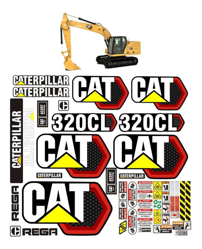 Calcomanías Para Excavadora Caterpillar 320cl Tipo 2020