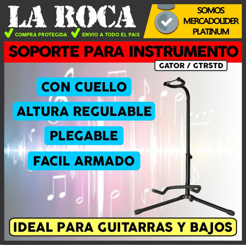 Imagen 3 de 10 de Soporte Atril Moon Pgc01 Para Guitarra, Bajo Cuello Base
