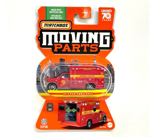 Matchbox Moving Parts Dodge Ram Ambulancia Coleccionable