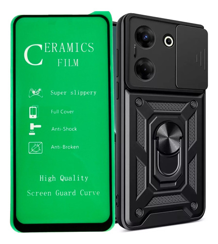 Estuche Antichoque Reforzado + Vidrio C Para Tecno Camon 20 