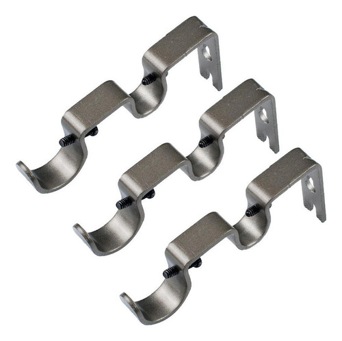 Soporte De Barra De Cortina Doble Gris De 6 Piezas De