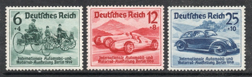 Alemania Reich 3 Sellos Exposición Del Automóvil Año 1939 
