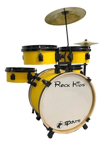 Bateria musical de brinquedo RMV Rock Kids com chimbal amarelo