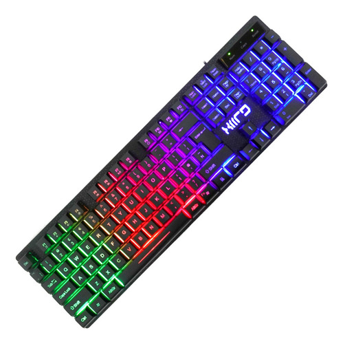 Combo Gamer Rgb Setup Escritorio Inalámbrico Led Audífonos Teclado Negro