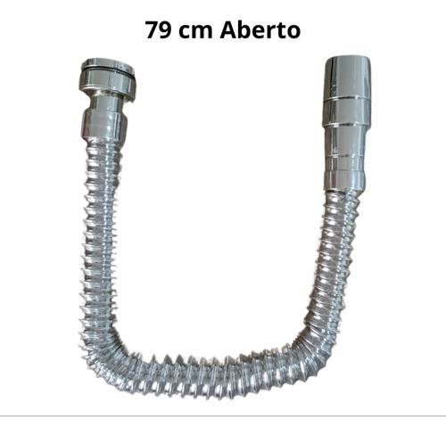 Sifão Universal Flexível Com Acabamento Metálico Cromado79cm Prata