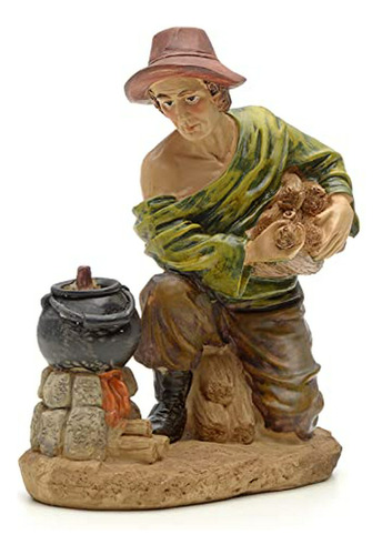 Figura Leñador Con Fuego, Compatible Con Pesebres De 20cm.