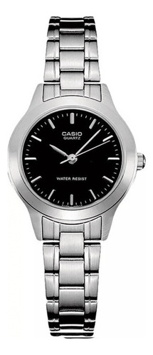 Reloj Casio Ltp-1128a-1a 100% Acero Inoxidable Wr Local Color de la malla Plateado Color del bisel Plateado Color del fondo Negro