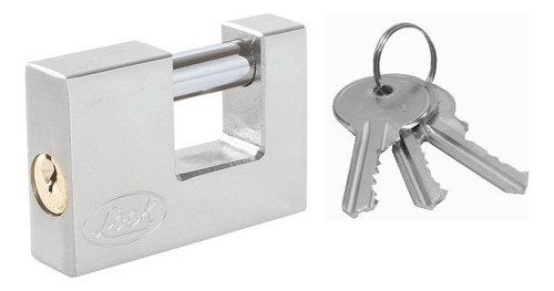 Candado Para Cortina Anti Corte/palanca/impacto Lock® 80mm Color Plateado