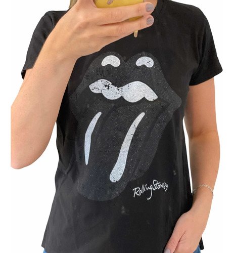 Remera Rolling Stones Negra Lengua Negra